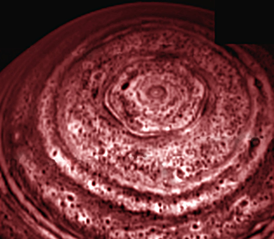 Saturn hexagon from Cassini - 2007-03-27
