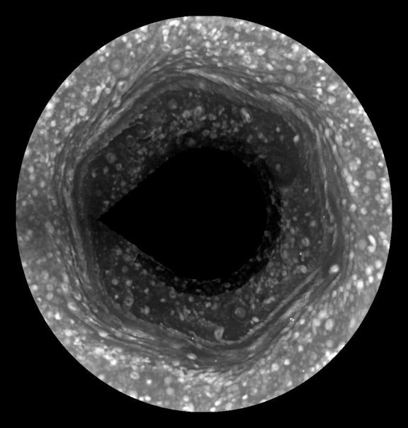 Saturn hexagon from Cassini - 2009-01-03