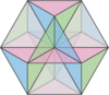 A cuboctahedron described as intersecting hexagonal planes